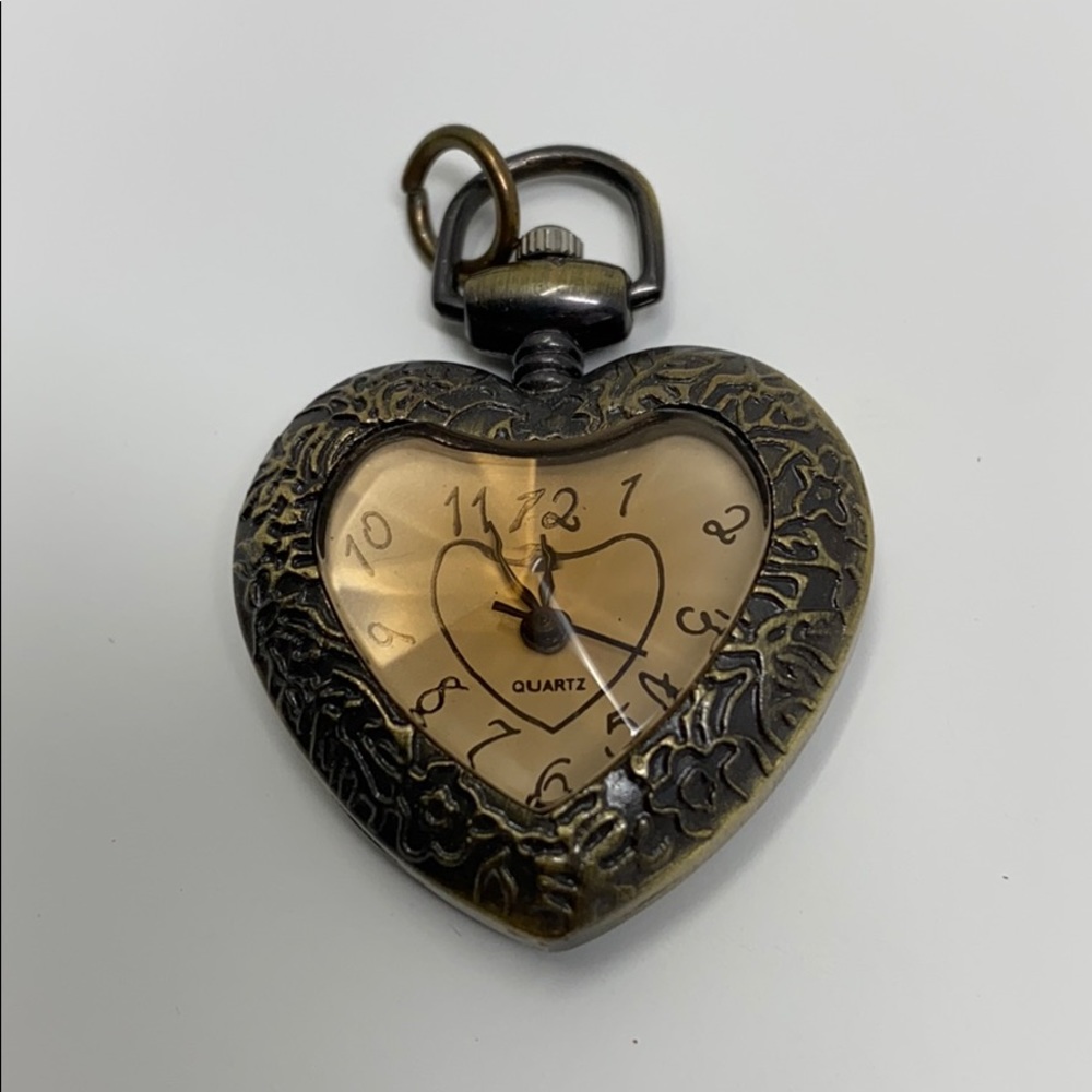 Heart pocket watch pendant